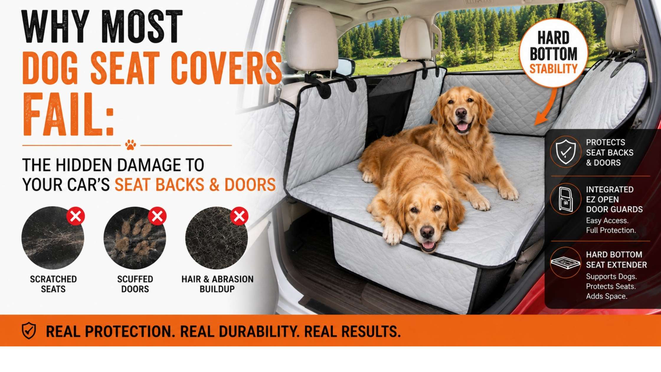 Dog cover that protects seat backs and side doors