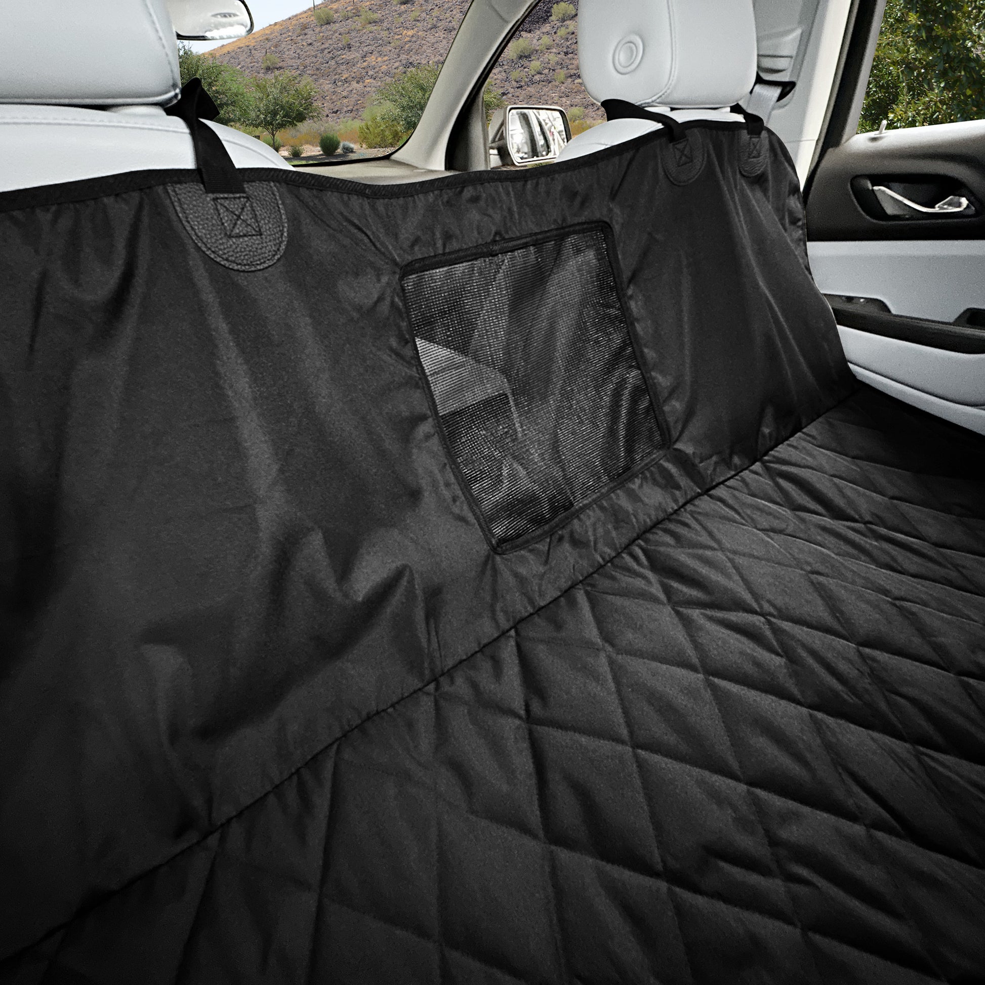 Rear Seat Cover with Hammock Mesh Window Black