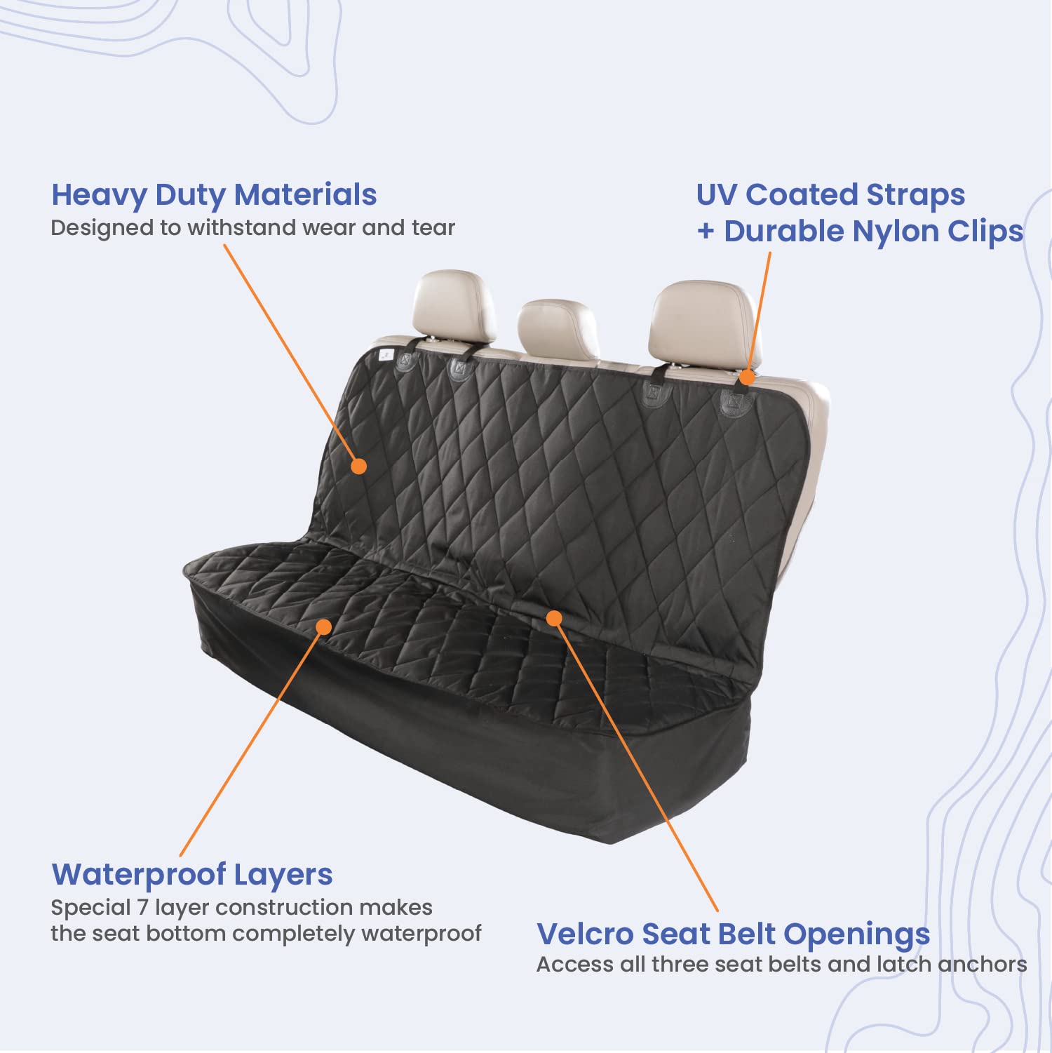 4Knines Fitted Rear Seat Cover without hammock features