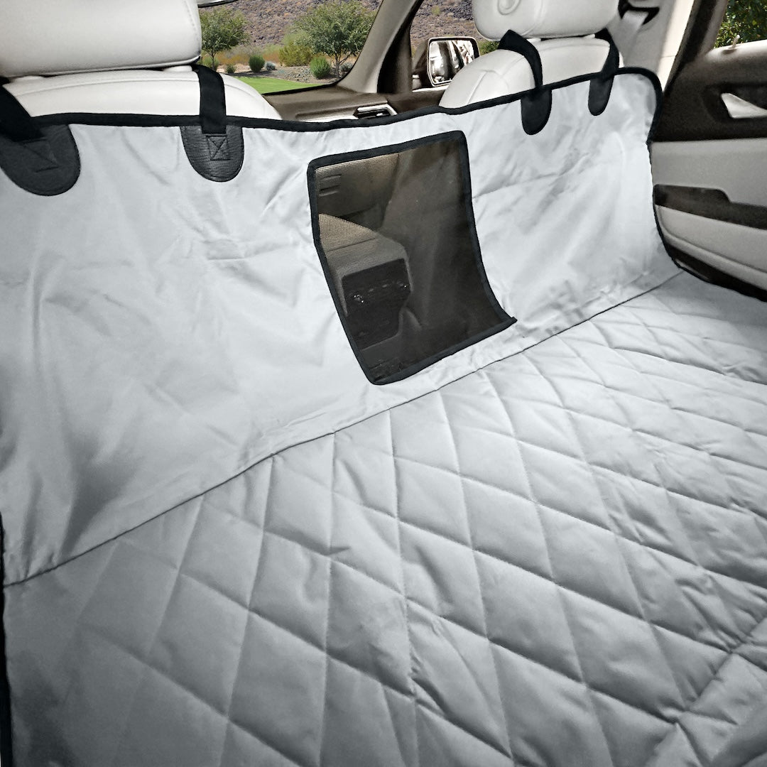 4Knines Rear Seat Cover for Fold Down Seats with Hammock Mesh Window Grey