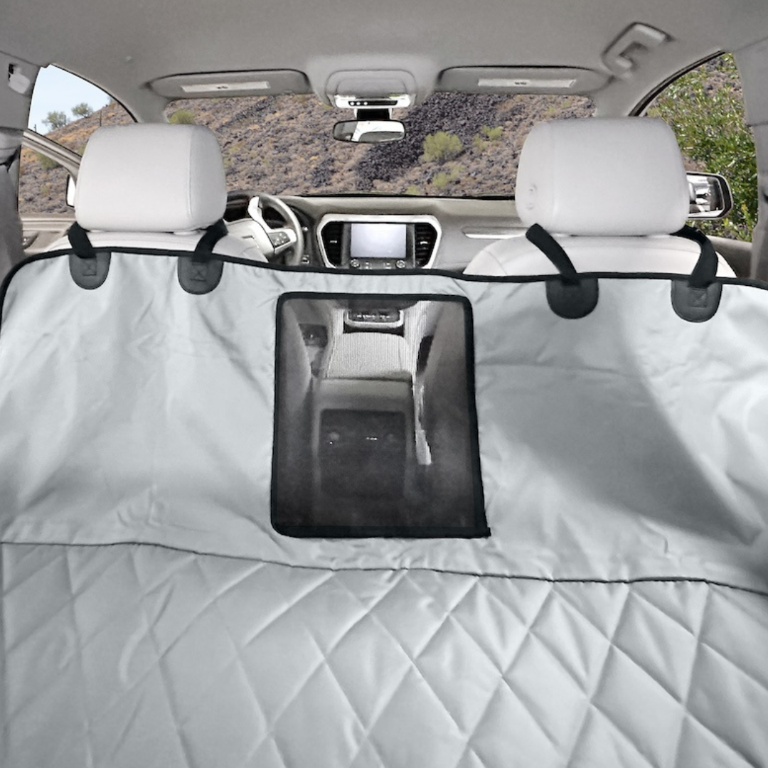 4Knines Rear Seat Cover for Fold Down Seats with Hammock Mesh Window Grey
