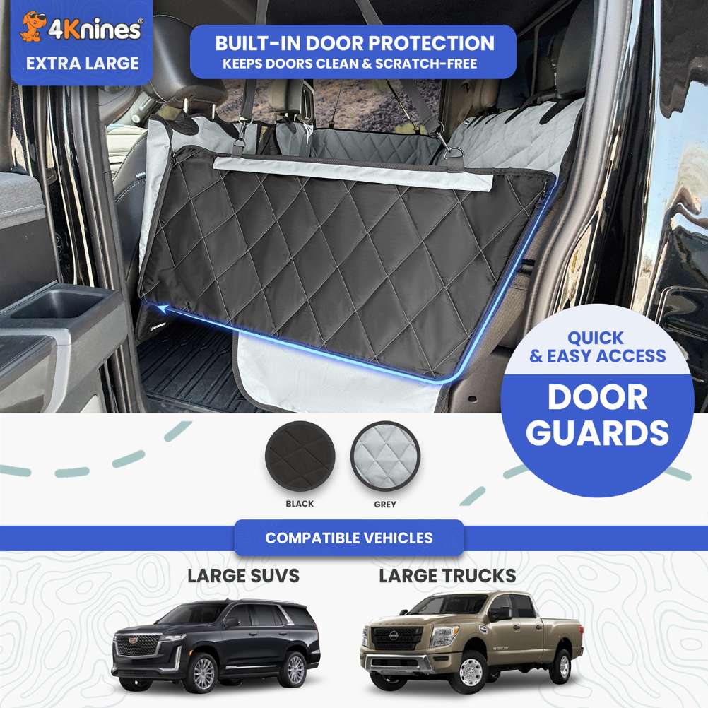 4Knines Hard Bottom Extender Car Seat Cover for Dogs EZ open door guards compatible vehicles