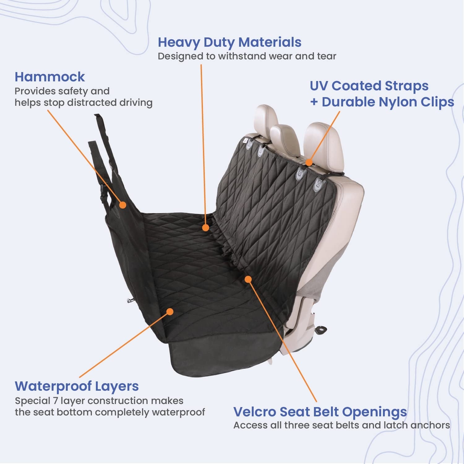 Dog Rear Seat Cover with Hammock features