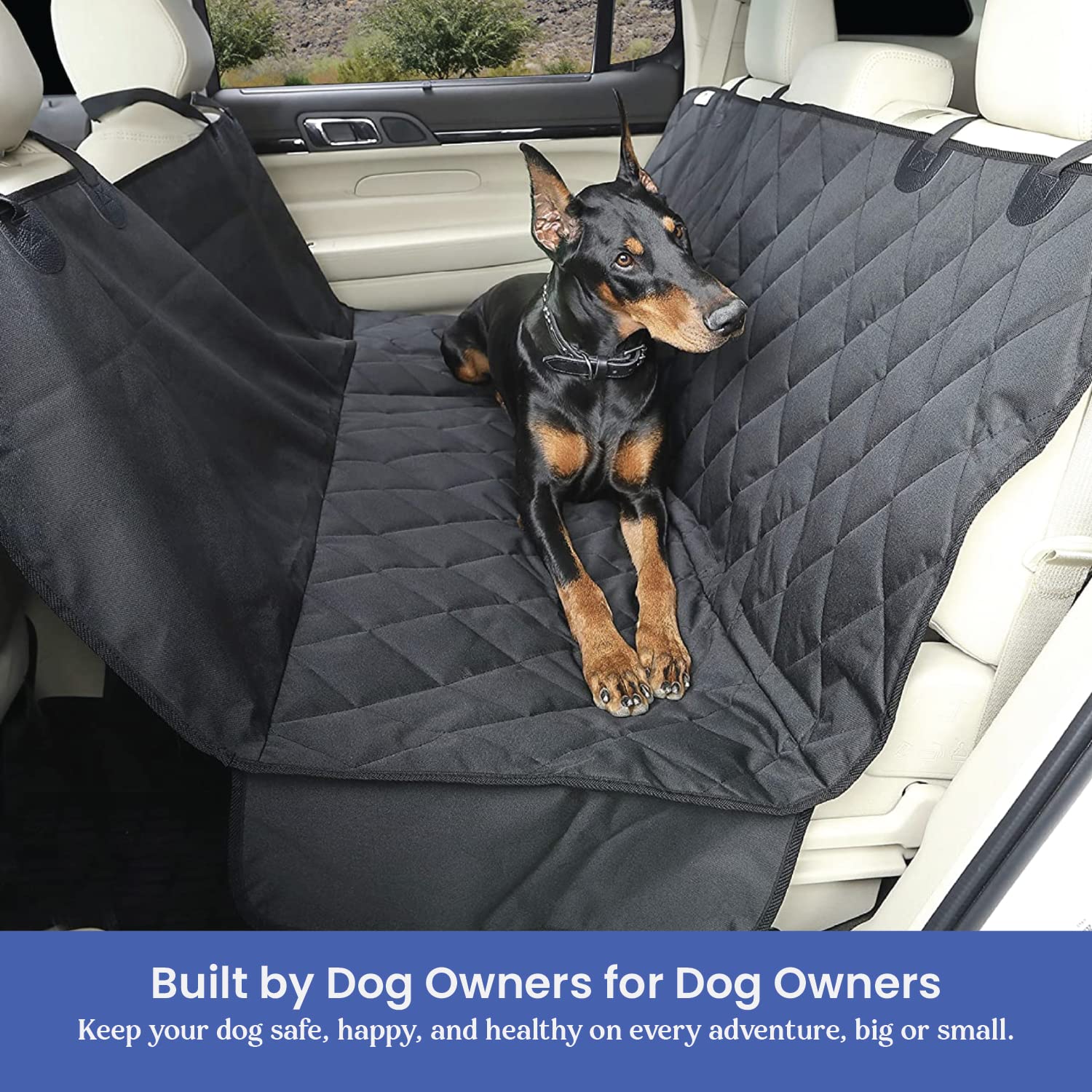 Dog Rear Seat Cover with Hammock with dog features