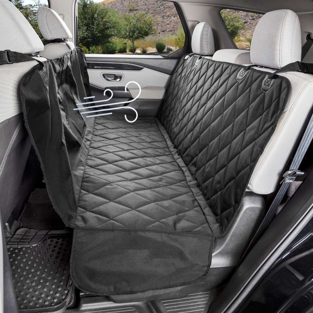 Rear Seat Cover with Hammock Mesh Window Black