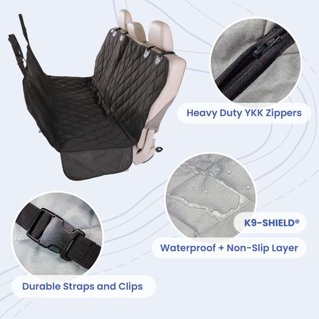 4Knines Rear Seat Cover for Fold Down Seats with Hammock Mesh Window features