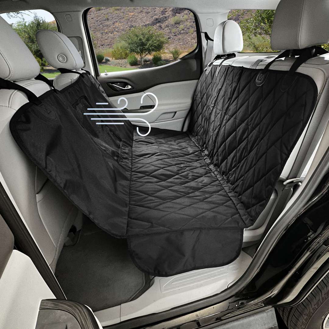 4Knines Rear Seat Cover for Fold Down Seats with Hammock Mesh Window Black