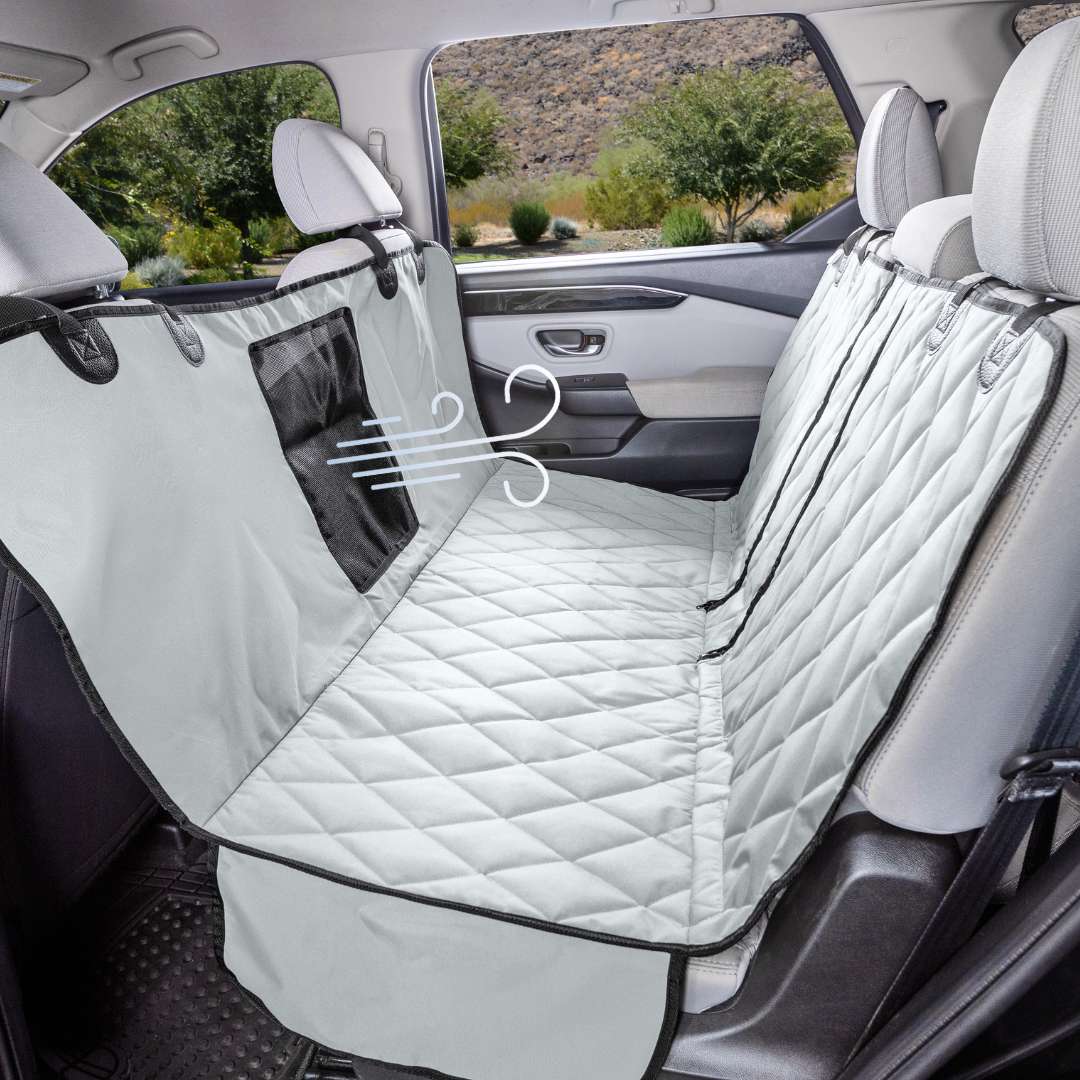 4Knines Rear Seat Cover for Fold Down Seats with Hammock Mesh Window  Grey