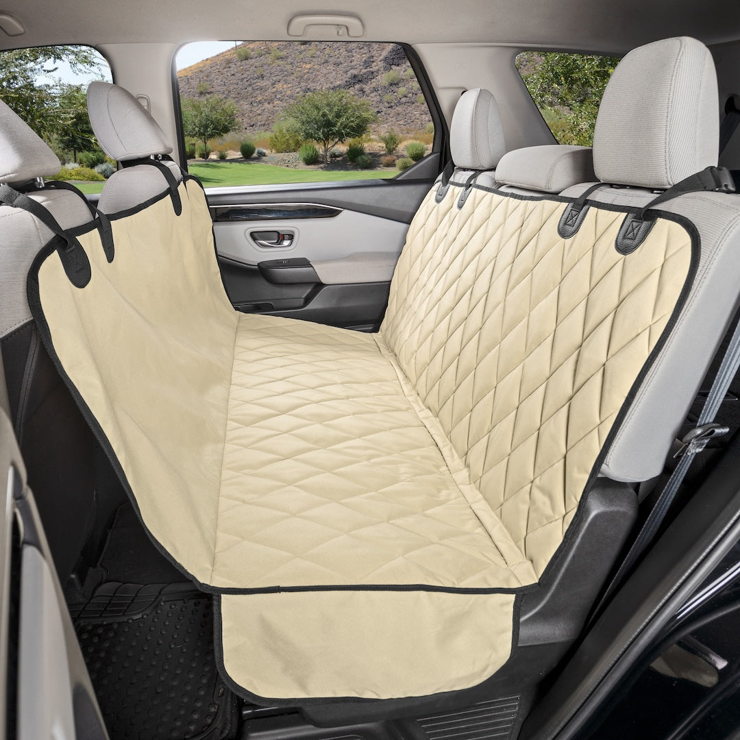 Dog Rear Seat Cover with Hammock Tan