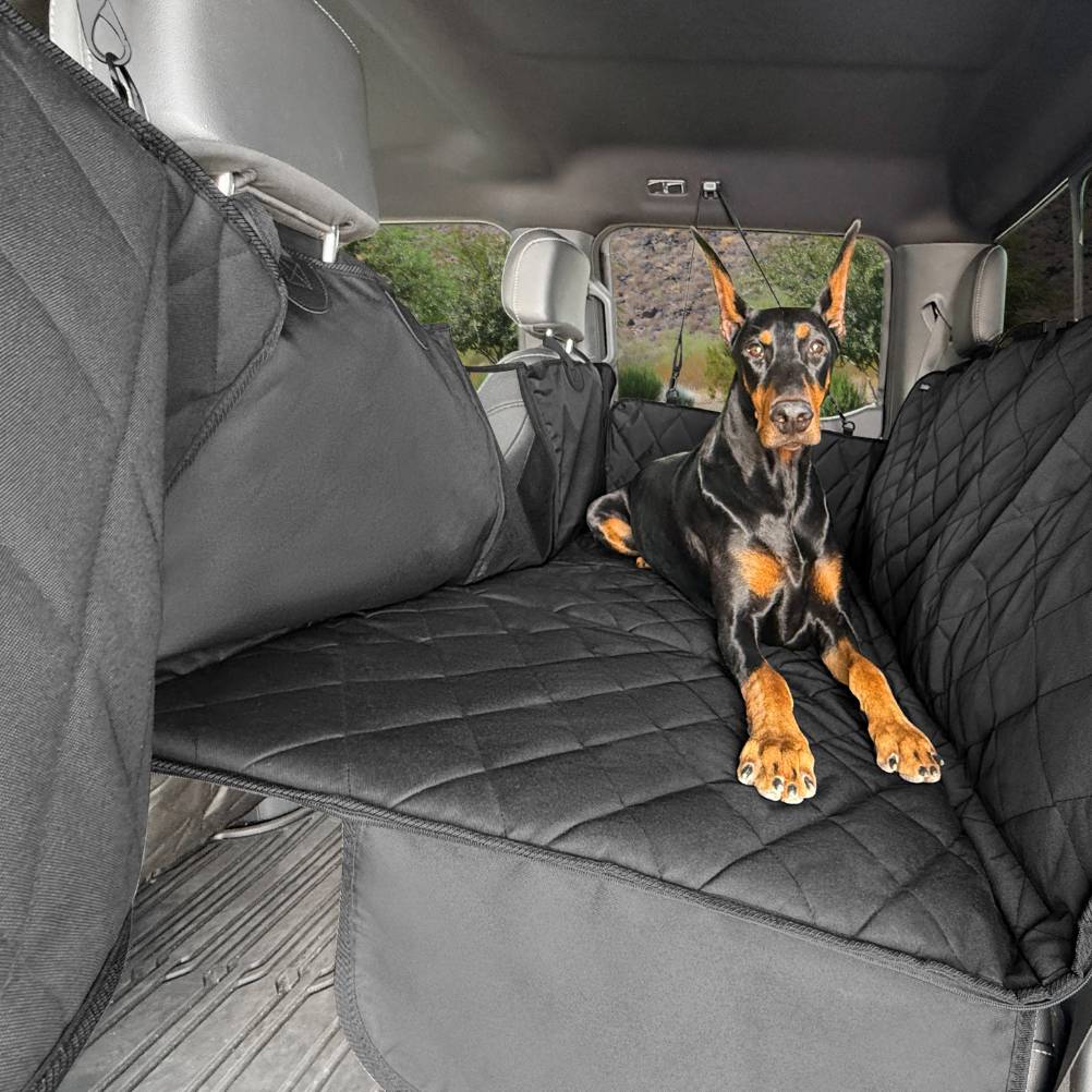 4Knines Hard Bottom Extender Car Seat Cover for Dogs XL Black