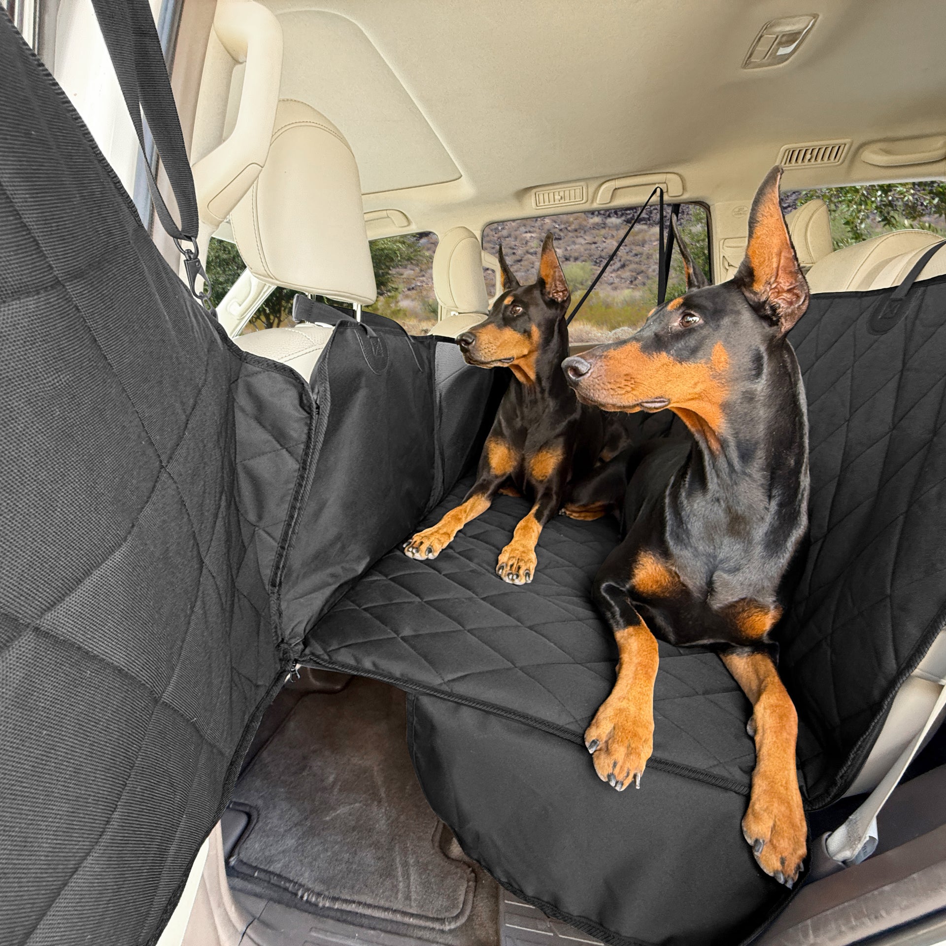 4Knines Hard Bottom Extender Car Seat Cover for Dogs Black