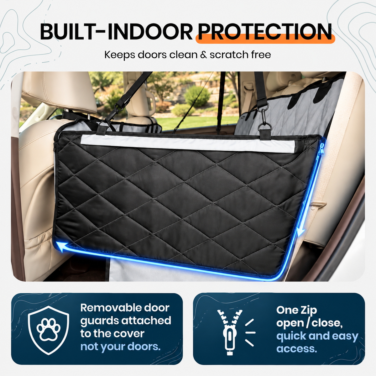 4Knines Hard Bottom Extender Car Seat Cover for Dogs - Regular