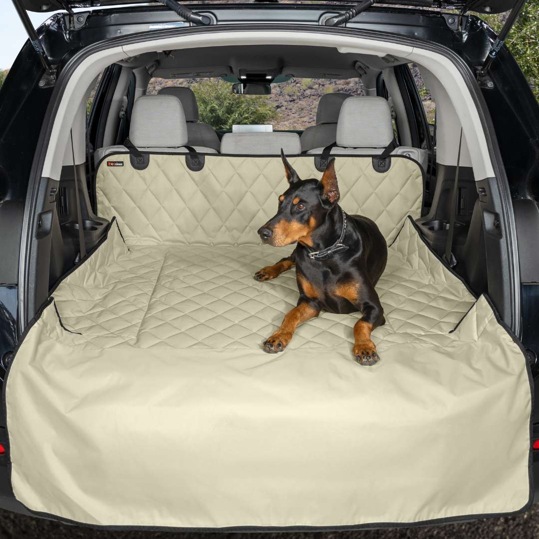 4Knines Cargo Liner for SUVs - Large Tan with dog