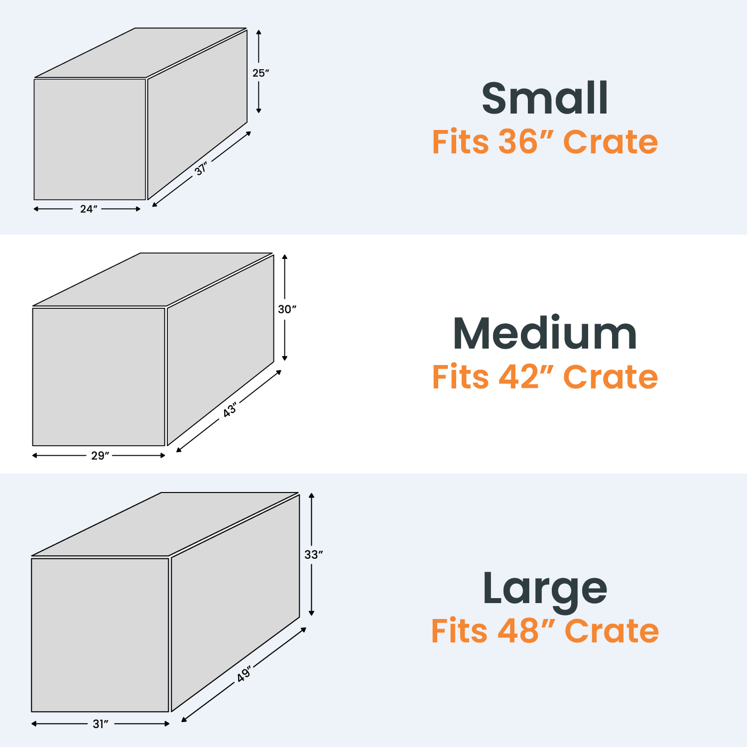 4Knines Dog Crate Kennel Cover sizes