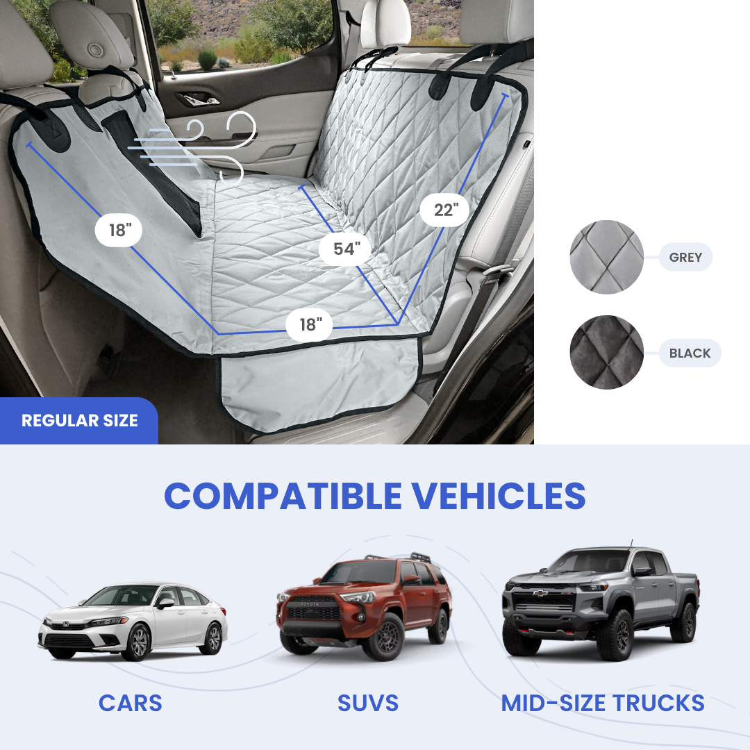 Rear Seat Cover with Hammock Mesh Window measurement and vehicle compatibility